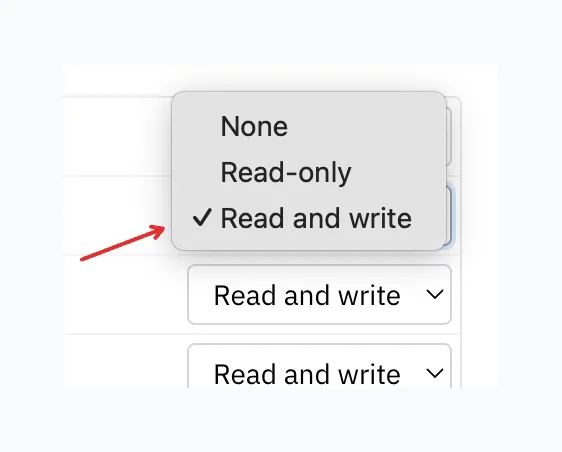 Read and write dropdown